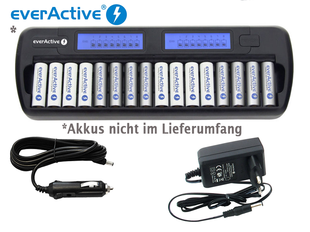 19519_0yHeUw55BCaA27 EverActive NC-1600 Ladegerät für 1-16 AA / AAA Ni-MH Akkus
